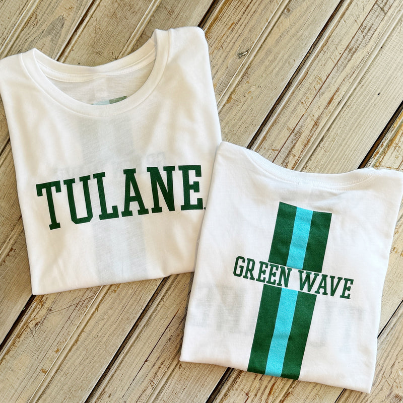 JT x Tulane Varsity Crop Top-white