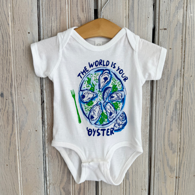 The World Is Your Oyster Onesie-white