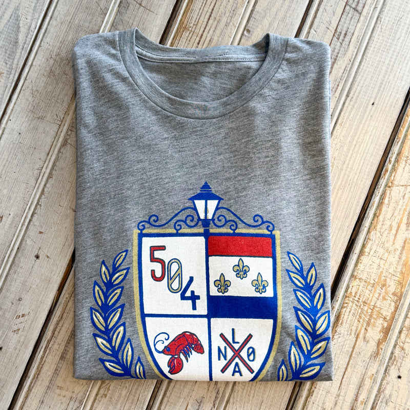 Nola Crest Unisex Tee-grey