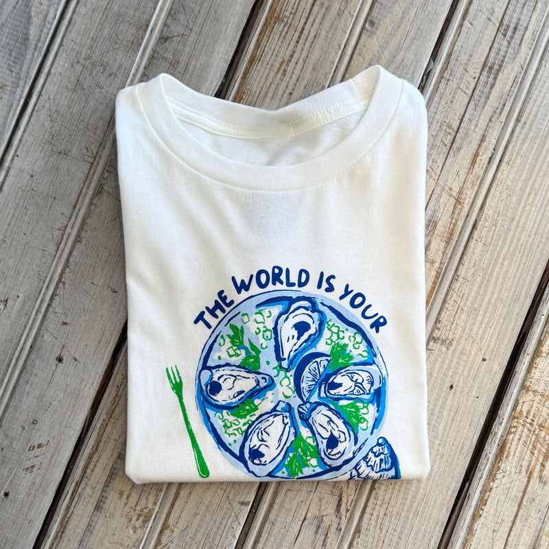 The World Is Your Oyster Kids Tee-white