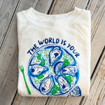 The World Is Your Oyster Crop Sweatshirt-vint wht