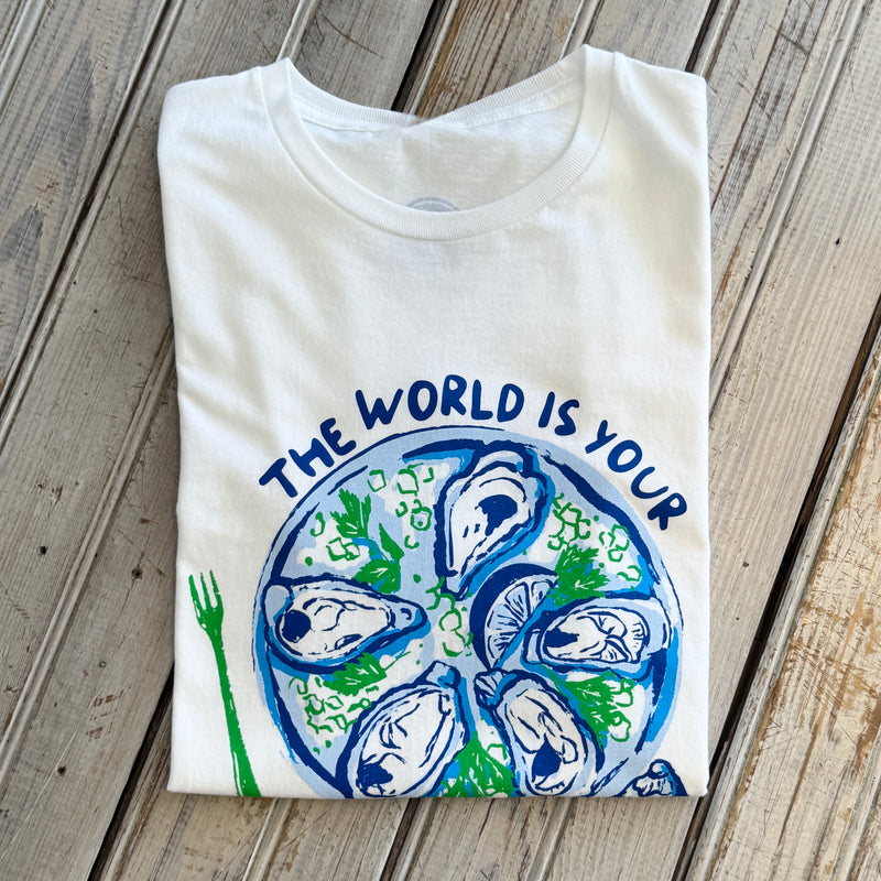 The World Is Your Oyster Unisex Tee-white