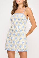 Strut & Bolt Crochet Mini Dress-chambray