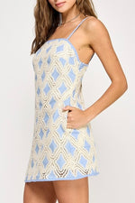 Strut & Bolt Crochet Mini Dress-chambray