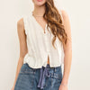 Ruffle V Neck Top- White