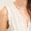 Ruffle V Neck Top- White