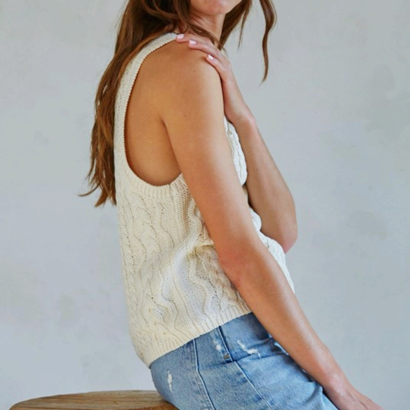 By Together Sweater Crop Tank-cream