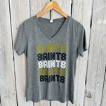 Saints x 5 Women's V-Neck-tri grey