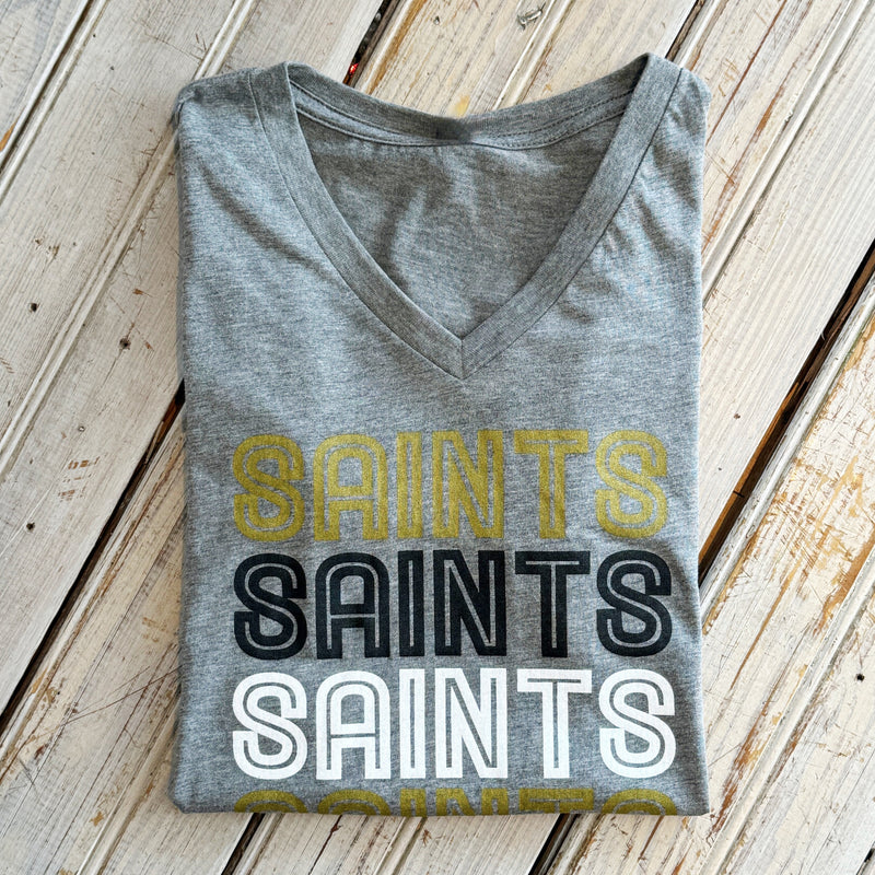 Saints x 5 Women's V-Neck-tri grey