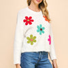 Pinch Flower Sweater- Off White