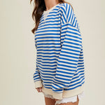 Wishlist Striped Oversized Sweater-blue/cream