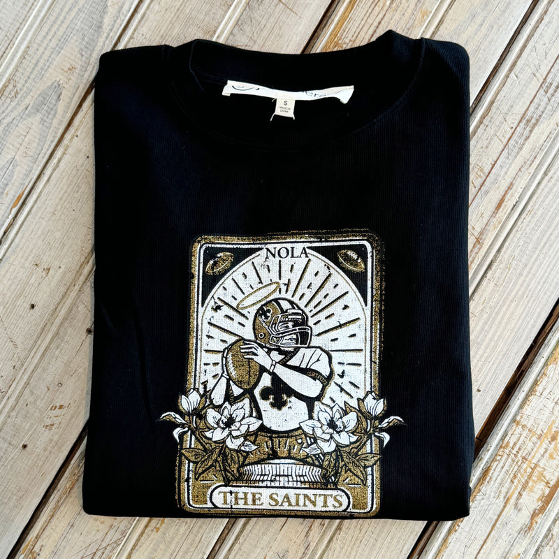 Saints Tarot Ribbed Sweatshirt-black