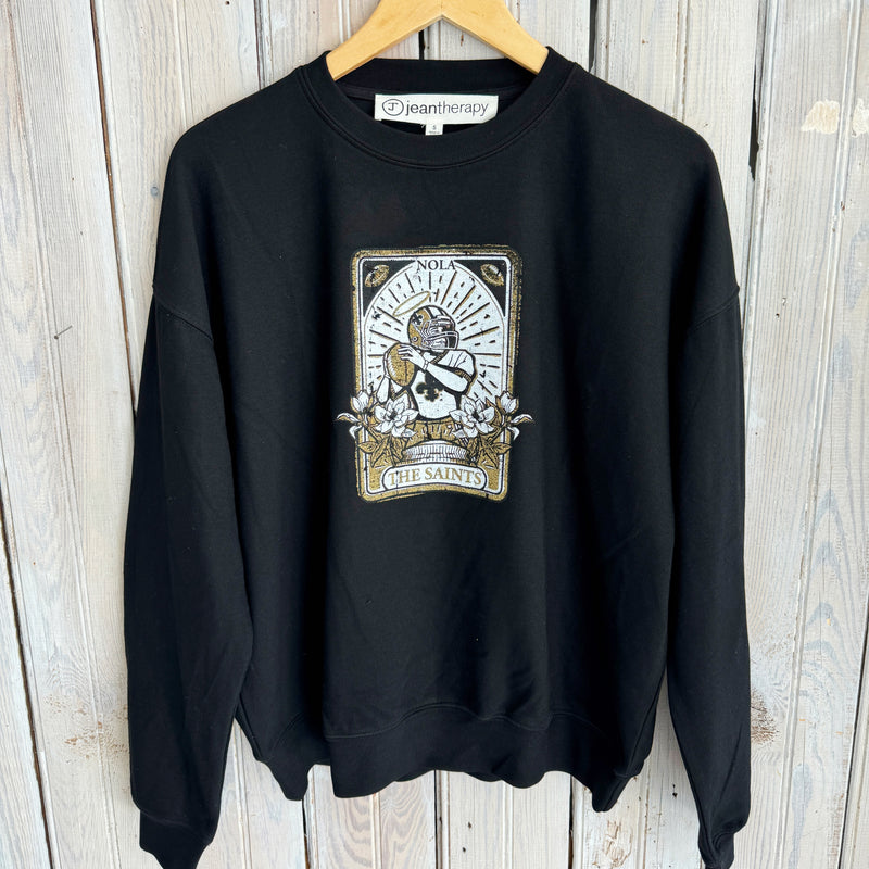 Saints Tarot Ribbed Sweatshirt-black