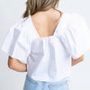 Karlie Poplin Square Neck Top- white