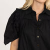 Karlie Puff Sleeve Button Down Dress-black