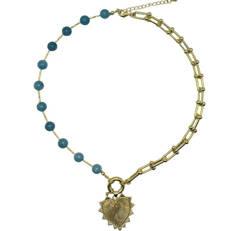 AC Intricate Heart Necklace- Blue