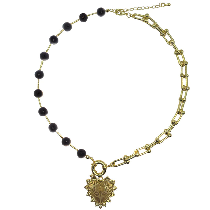 AC Intricate Heart Necklace- Black