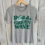 JT x Tulane Roll Green Wave Women's Crew-hea grey