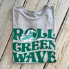 JT x Tulane Roll Green Wave Women's Crew-hea grey