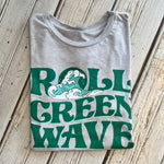 JT x Tulane Roll Green Wave Women's Crew-hea grey
