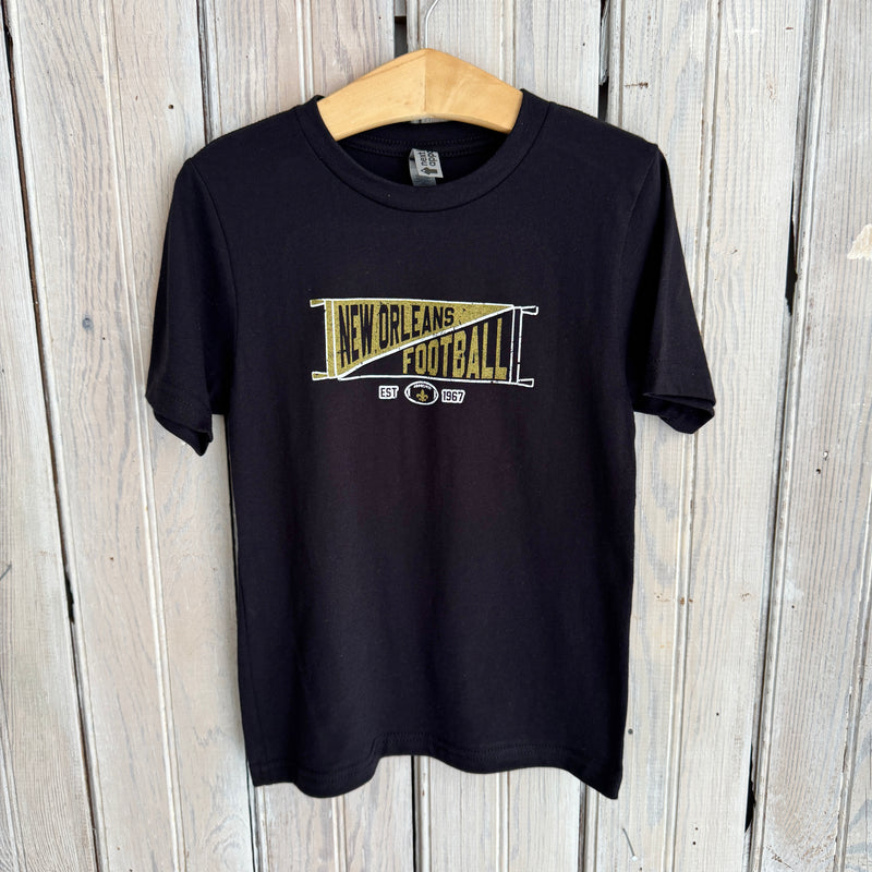 Football Pennant Kids Tee-black