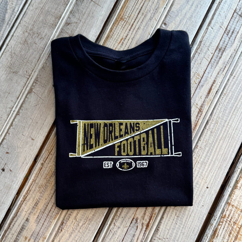 Football Pennant Kids Tee-black