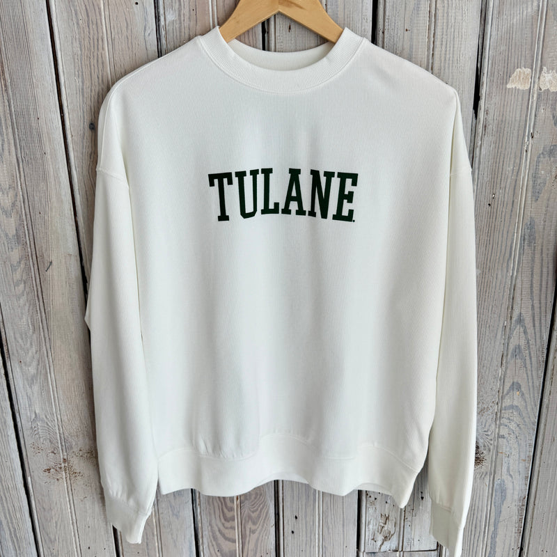 JT x Tulane Varsity Long Sleeve Ribbed-white