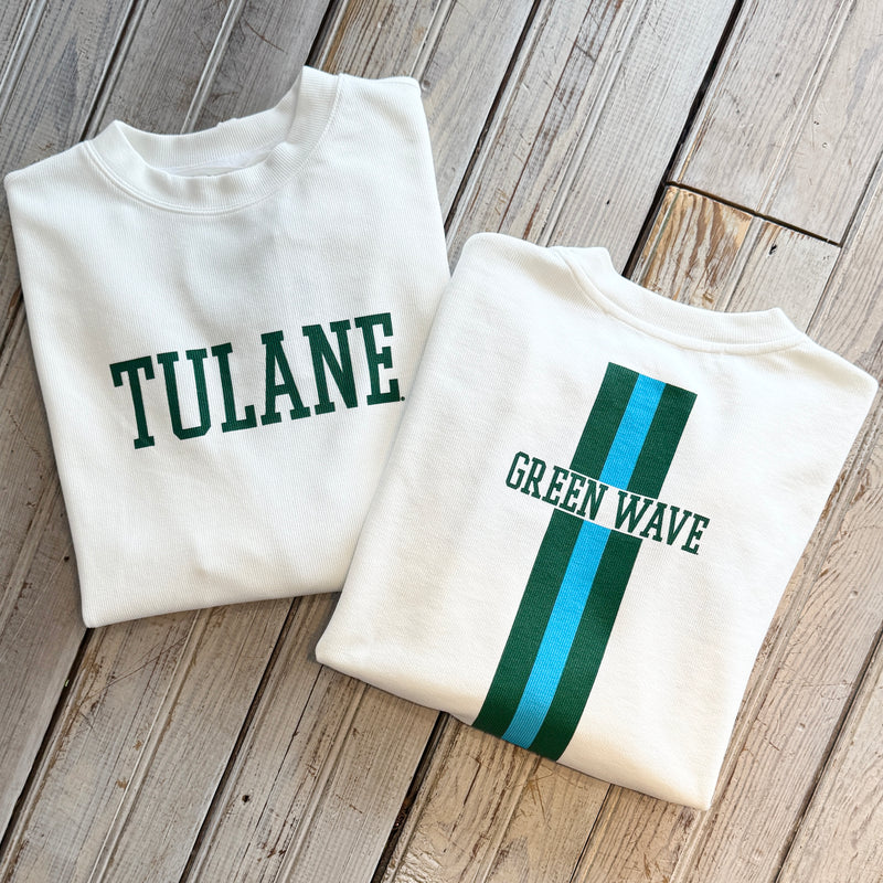 JT x Tulane Varsity Long Sleeve Ribbed-white