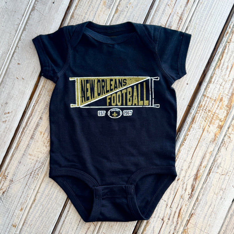 Football Pennant Onesie-black