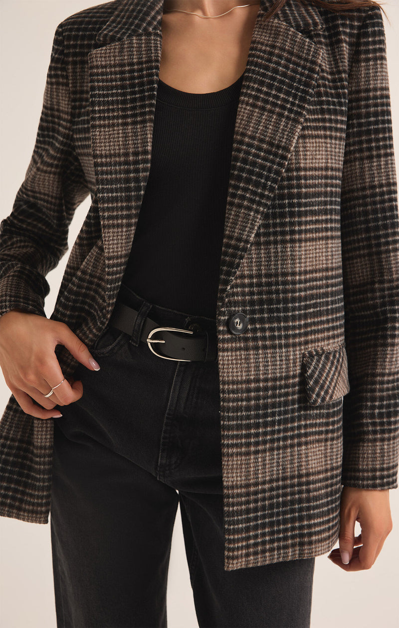 Z Supply Kingston Plaid Blazer-latte