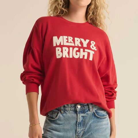 Z Supply Bright Sunday Sweatshirt- Haute Red – jeantherapy