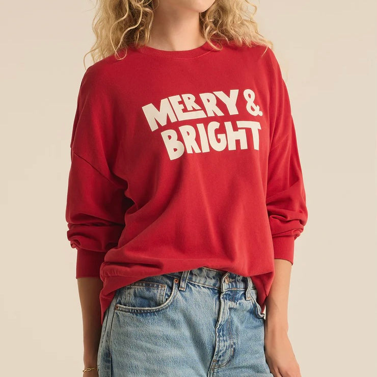 Z Supply Bright Sunday Sweatshirt- Haute Red