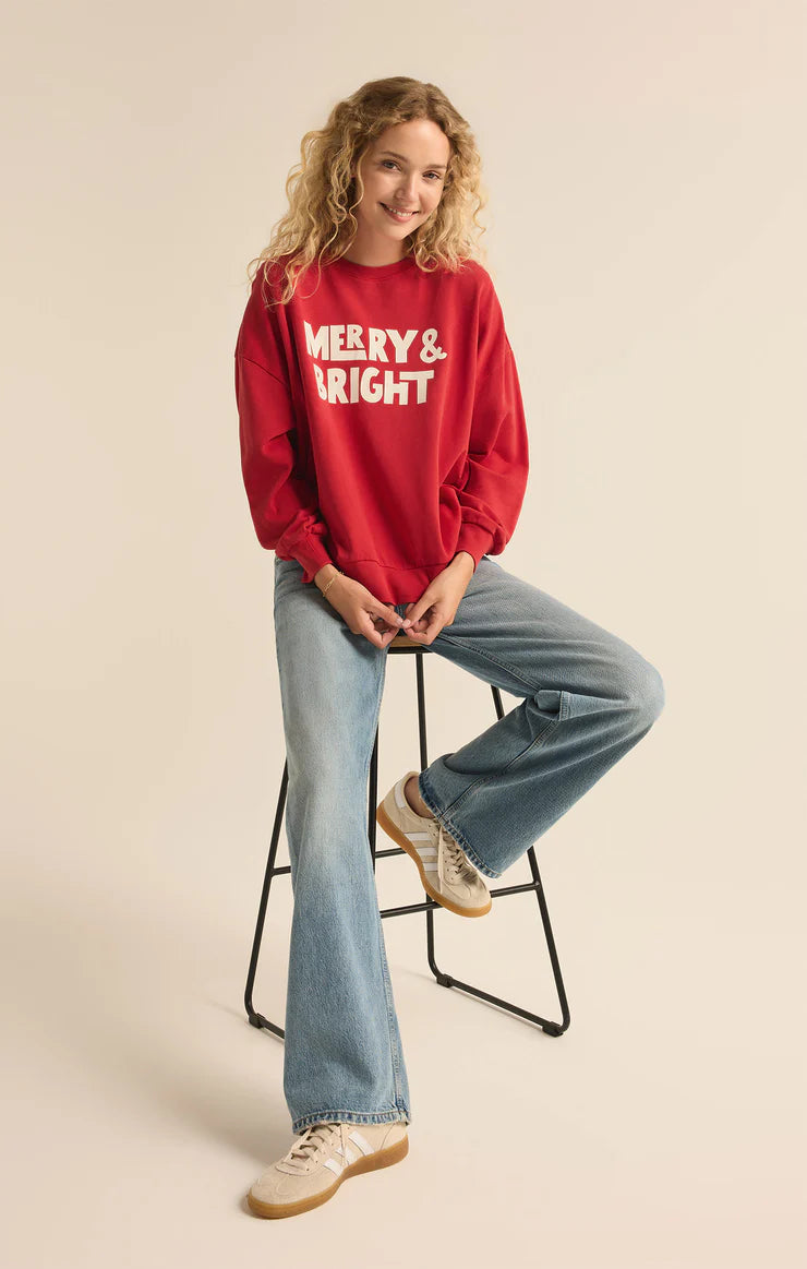 Z Supply Bright Sunday Sweatshirt- Haute Red