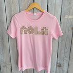 Mono Nola Women's Crew Neck-pink/gold