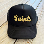 Saints Script Trucker Hat-black