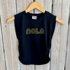 Mono Nola Ruched Tank-black & gold