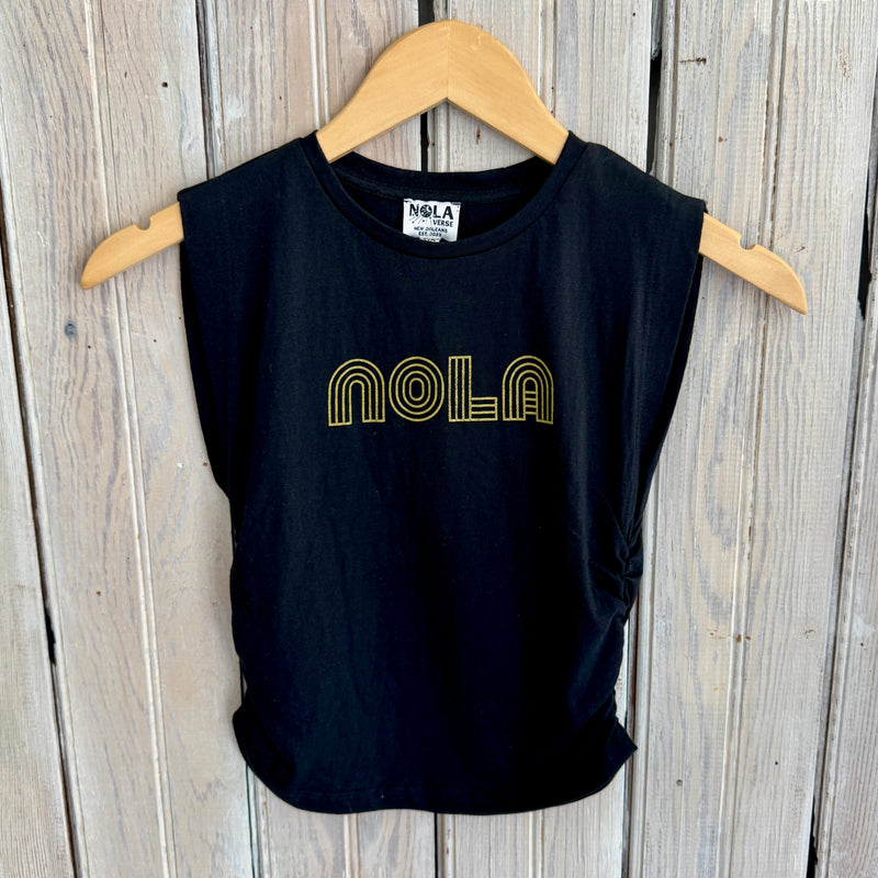 Mono Nola Ruched Tank-black & gold