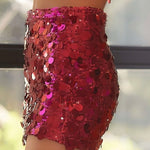 Main Strip Sequin Mini Skirt-fucshia