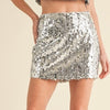 Mable Sequin Beaded Mini Skirt-silver