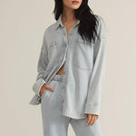 Z Supply All Day Knit Denim Jacket- Washed Indigo