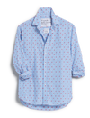 F&E Eileen Relaxed Button Up Shirt- blue stripe red heart