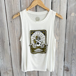 Black & Gold Tarot Crew Tank-white