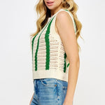 Strut & Bolt Crochet Sleeveless Top-emerald
