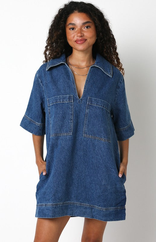 olivaceous denim dress OLIVACEOUS Audrey denim dress S