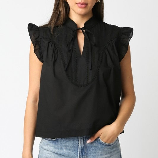 Olivaceous Jessica Ruffled Shirt-black