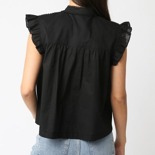 Olivaceous Jessica Ruffled Shirt-black