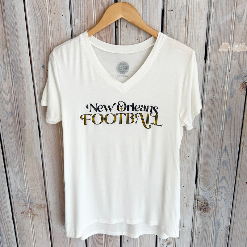 NO Football "O" FDL Specialty VNeck-white