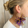 LSU Pom Pom Hoop Earring-purple/gold