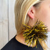 Saints Pom Pom Hoop Earring-black/gold