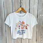 Let Your Fest Flag Fly Crop Top-white